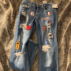 ZARA PATCHWORK SKINNY JEANS
